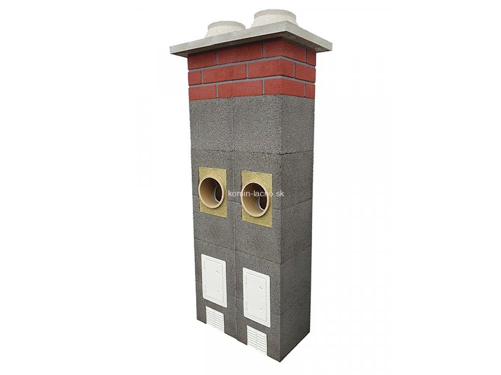 Dvojprieduchový komínový systém ⌀200-200 / 45° / 7,2m - TOP 1,5m červené prstence